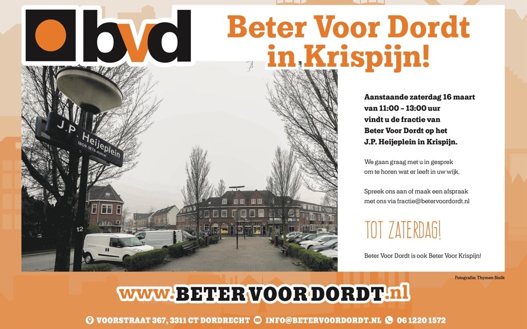 Beter Voor Dordt in Krispijn op zaterdag 16 maart!